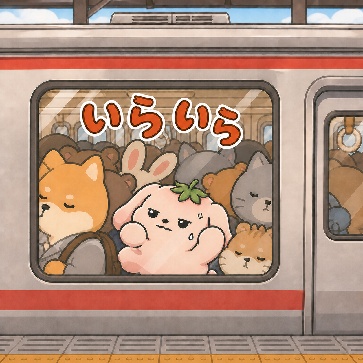 Daifuku feeling iraira on a crowded train